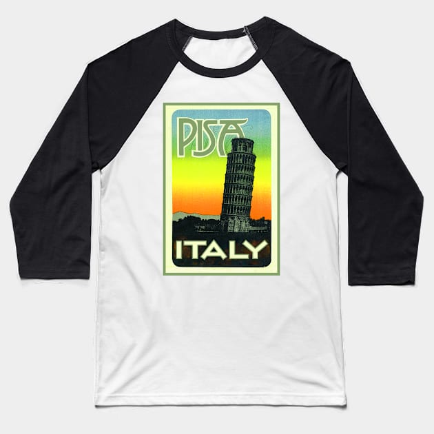 Pisa Italy Leaning Tower Vintage Baseball T-Shirt by TravelTime